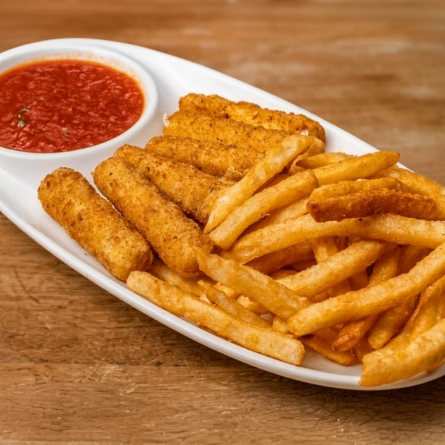 Mozzarella Sticks with Fries.