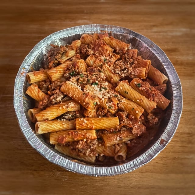 Rigatoni Bolognese.