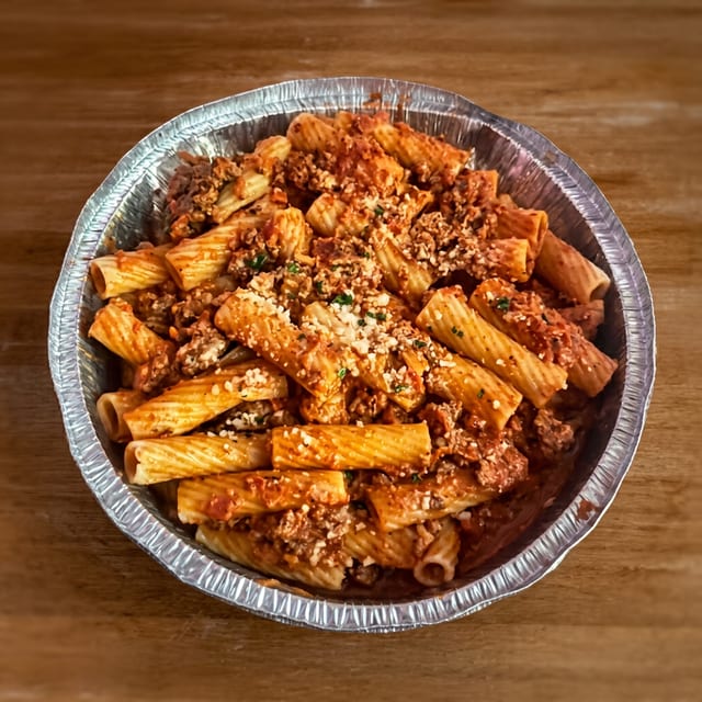 Rigatoni Bolognese.