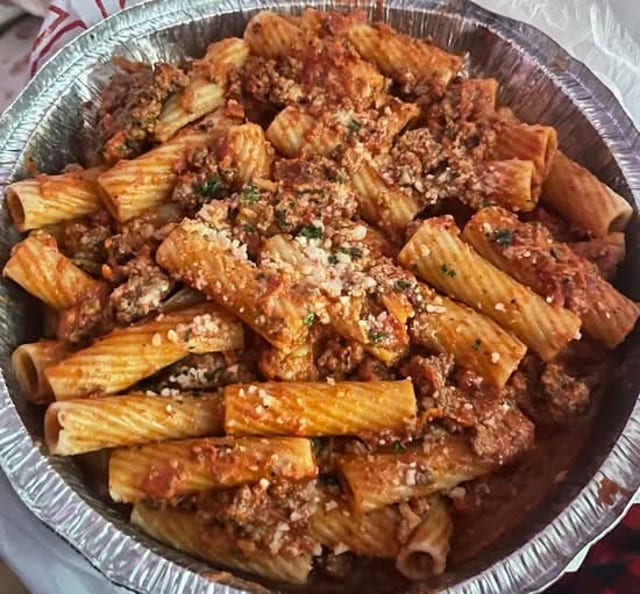 Rigatoni Bolognese.